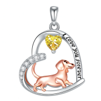 wholesale 925 Sterling Silver Corgi Love Forever Pendant Necklace-1-11-November Without Chain