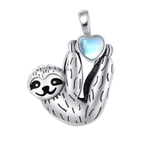 wholesale 925 Sterling Silver Sloth Pendant Necklace Wholesale Hanging On Chain-moonstone sloth Without Chain