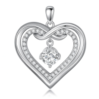 wholesale 925 Sterling Silver 925 with Moissanite Infinity Heart Pendant Necklace for Women Girls-Infinity Heart Necklace Without Chain