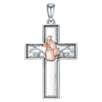 wholesale 925 Sterling Silver Musical Cross Pendant Necklace with Violinist Design for Women Gifts-03-Cello Without Chain