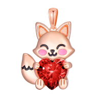 wholesale 925 Sterling Silver Birthstone Cute Fox Heart Pendant Necklace for Women-January Without Chain