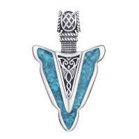 wholesale 925 Sterling Silver Viking Dagger Pendant With Turquoise Inlay-A2-Turquoise Without Chain