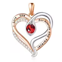 wholesale 925 Sterling Silver Snake Pendant Necklace with Birthstone for Women-01 Jan - Garnet Without Chain