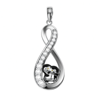 wholesale 925 Sterling Silver Infinity Love Pendant Necklaces with Mother and Baby Monkey Charm Gifts for Mom Wife Girlfriend Her-Penguin Without Chain