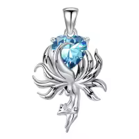 wholesale 925 Sterling Silver Fox Pendant Necklace w Birthstone Women s Jewelry Gift-12-December Without Chain
