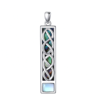 wholesale 925 Sterling Silver Celtic Knot Abalone Shell and Labradorite Pendant Necklace for Women Girls Gift 43cm Chain Length-Celtic Knot Without Chain