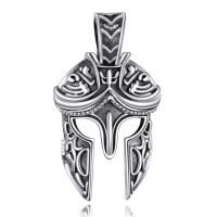 wholesale 925 Sterling Silver Spartan Helmet Pendant Necklace-helmet necklace Without Chain