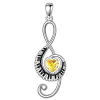 wholesale 925 Sterling Silver Music Note Heart Pendant Necklace-11-November Without Chain