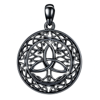 wholesale Black  Celtic Knot Tree Of Life Pendant Necklace  For Men-Black Without Chain