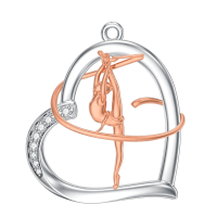 wholesale 925 Sterling Silver Metal Heart-Shaped Gymnastics Pendant Sportswear Necklace for Women Gifts-04-Gymnastics Without Chain