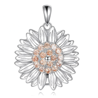 wholesale 925 Sterling Silver Sunflower Pendant Necklace Wholesale With Engraved You Are My Sunshine Charm-Sunflower necklace Without Chain