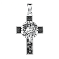 wholesale 925 Sterling Silver Archangel Medals St Pendant Necklace for Men Women-31-St Christopher Cross(cross silver) Without Chain