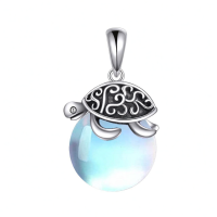 wholesale 925 Sterling Silver Blue Opal Sea Turtle Pendant Necklace for Women Girls-T-Turtle-B Without Chain