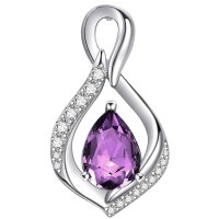 wholesale 925 Sterling Silver Orange Topaz Drop Pendant With Zirconia-02 Feb Without Chain