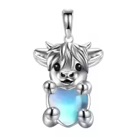 wholesale 925 Sterling Silver Moonstone Pendant - Cute Cow Design Necklaces for Women's  Ideas-Highland Cow Without Chain