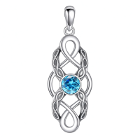 wholesale 925 Sterling Silver Celtic Knot Birthstone Pendant Necklace-March Without Chain