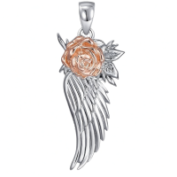wholesale 925 Sterling Silver Angel Wings Rose Pendant Necklace With Delicate Chain Design-11-Feather-02 Without Chain
