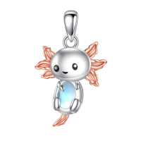 wholesale 925 Sterling Silver Blue Moonstone Axolotl Pendant Necklaces for Women-Axolotl Necklace Without Chain