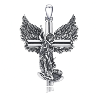 wholesale 925 Sterling Silver Angel of Protection Cross Pendant Necklace for Women & Men - Religious s-Saint Michael #1 Without Chain