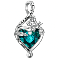 wholesale 925 Sterling Silver Heart Pendant Necklace Wholesale With Purple Gemstone-May-Lily of the Valley Without Chain