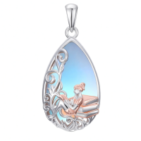 wholesale 925 Sterling Silver Teardrop Pendant With Engraved Book Lover Design-02-Book Without Chain
