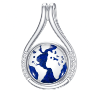 wholesale 925 Sterling Silver Green Moss Agate World Map Pendant Necklace Travel s for Women-Lapis Lazuli Earth Necklace-03-Lapis Lazuli Earth Necklace Without Chain