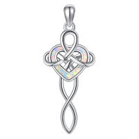 wholesale 925 Sterling Silver Heart-Shaped Opal Celtic Knot Pendant Necklace s for Women Christmas-Heart Celtic Without Chain