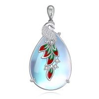 wholesale 925 Sterling Silver Peacock Pendant With Enamel And Crystal Accents-peacock 2 Without Chain
