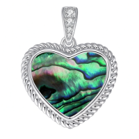 wholesale 925 Sterling Silver Gemstone Heart Necklace for Women Gift for Her Mom Wife-Abalone Shell Without Chain