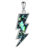 wholesale 925 Sterling Silver Labradorite Lightning Bolt Reversible Boomerang Pendant Necklaces - Minimalist s for Women & Girls-abalone shell-02 Without Chain