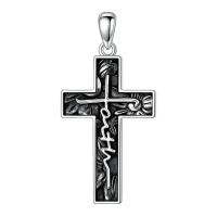 wholesale 925 Sterling Silver Cross Pendant Necklace with Jesus Face Design - Religious s for Women and Men-05-Faith Without Chain