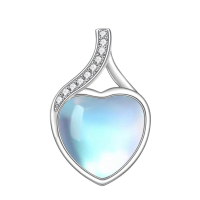 wholesale 925 Sterling Silver Filigree Teardrop Pendant Necklace for Women-WW-Moonstone Cubic Zirconia Necklace Without Chain