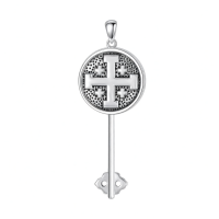 wholesale 925 Sterling Silver Jerusalem Cross Pendant Necklace with Textable Backplate for Women Men Gifts-Customized Photo + Engraving-Customized Photos-Locket Only-Customized Engraving Without Chain