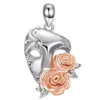 wholesale 925 Sterling Silver Mask & Roses Pendant Theatre Themed Necklace for Women Gifts in Box-Opera Rose-3 Without Chain