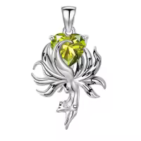 wholesale 925 Sterling Silver Fox Pendant Necklace w Birthstone Women s Jewelry Gift-08-August Without Chain