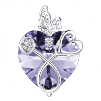 wholesale 925 Sterling Silver Crystal Butterfly Heart Stethoscope Pendant Necklace for Nurses and Doctors Gifts-06-June Without Chain