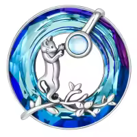 wholesale 925 Sterling Silver Metal Crystal Animal Pendant Necklace - Kitten on Branch Design-Cat A Without Chain