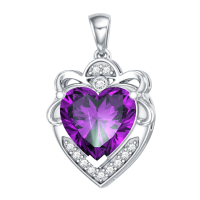 wholesale 925 Sterling Silver Amethyst Pendant Necklace for Women-style1 Without Chain