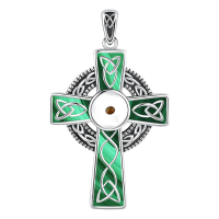 wholesale 925 Sterling Silver Green Enamel Celtic Cross Pendant Necklace With Chain-Black-Mustard Seeds Without Chain