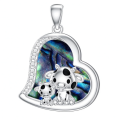 wholesale 925 Sterling Silver Mom Heart Pendant Necklace Wholesale With Yellow Amber And Tulip Design-0-145