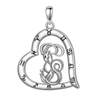 wholesale 925 Sterling Silver Zodiac Necklace with 12 Constellations Horoscope Heart Pendant for Women-01-Capricorn Necklace(12.22-01.19)-01-Capricorn Necklace(12.22-01.19) Without Chain