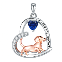 wholesale 925 Sterling Silver Corgi Love Forever Pendant Necklace-1-09-September Without Chain