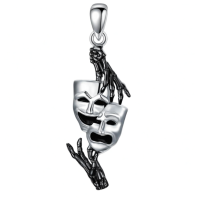 wholesale 925 Sterling Silver Comedy Tragedy Mask Pendant Necklace Musical Theatre s for Women-Comedy Tragedy Masks Without Chain