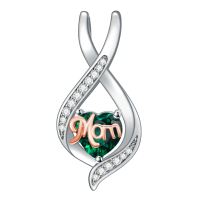wholesale 925 Sterling Silver Mom Heart Pendant Necklace-05-May Without Chain