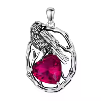 wholesale 925 Sterling Silver Birthstone Raven Necklace for Women-July Without Chain