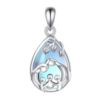 wholesale 925 Sterling Silver Tear Drop Necklace With Family Design-Moonstone- Necklace for Mom Without Chain
