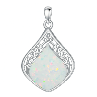 wholesale 925 Sterling Silver Pendant With Green Tree In Bubbles Quartz Crystal-Opal Without Chain