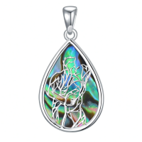 wholesale 925 Sterling Silver Tree of Life Abalone Shell Teardrop Pendant Necklace for Women Romantic s-G+Hug Tree of Life Without Chain