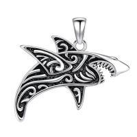 wholesale 925 Sterling Silver Shark Necklace for Women Mens Gifts Ocean Animal Charm Jewelry 45cm Chain Length-Shark Necklace Without Chain