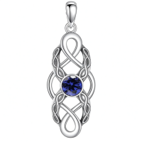 wholesale 925 Sterling Silver Celtic Knot Birthstone Pendant Necklace-September Without Chain